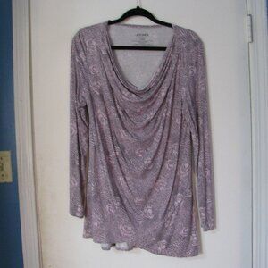 * 2/$15 Jockey Pink Blouse Large Draped Neckline Soft Stretch